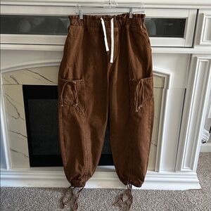Brown Women's Jeans with Drawstring Waist